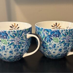 Lilly Pulitzer Blue and White Floral Mugs